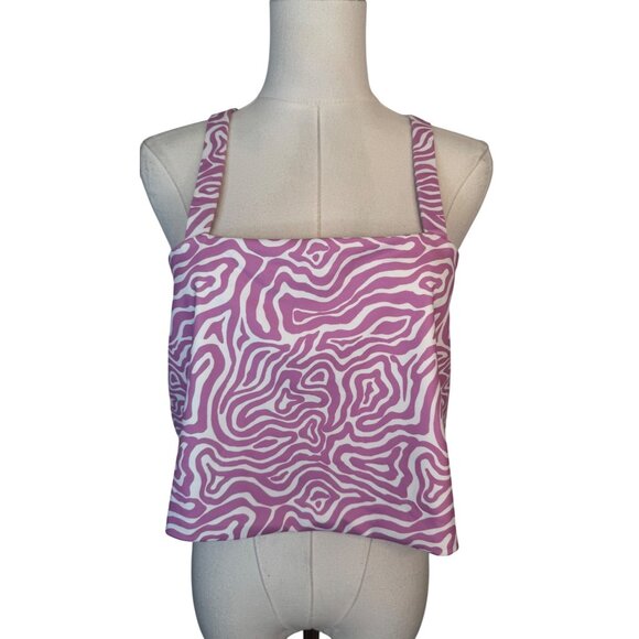 NWT Cotton On Curve SIZE 18Pink & White Zebra Print Crop Tank Top Athletic - Picture 1 of 15